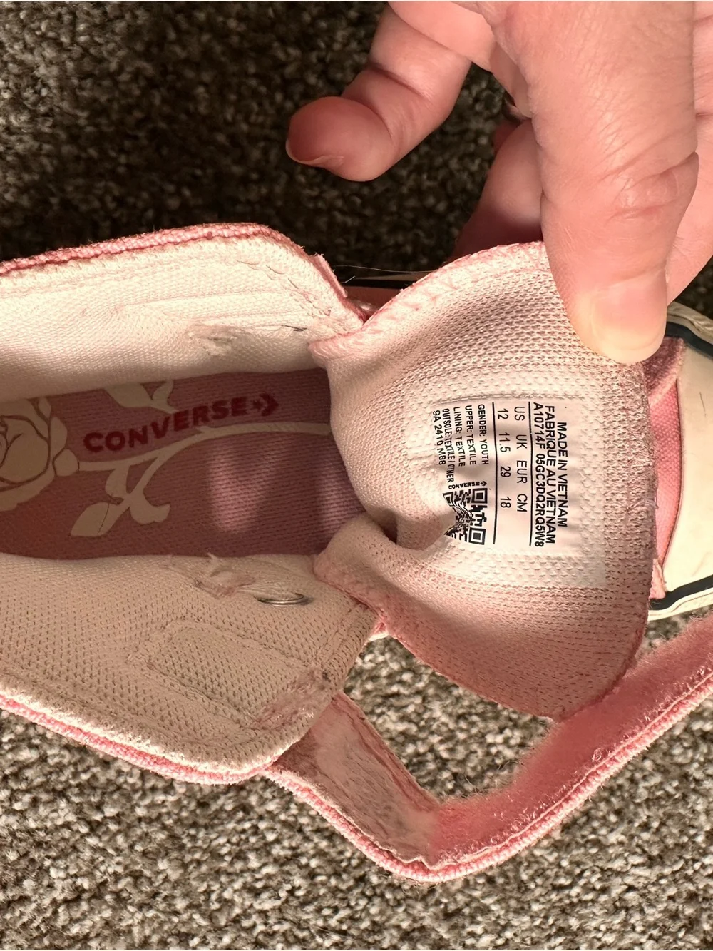 Converse Kids Pink High-Top Canvas Sneakers with Roses Strap